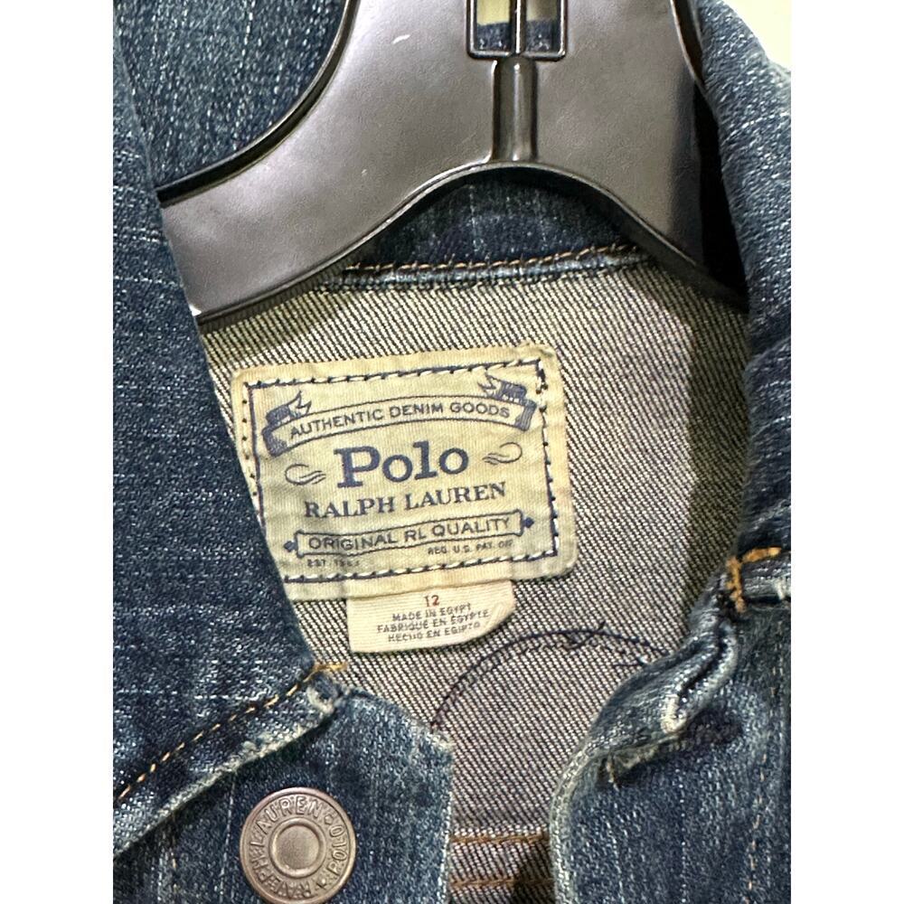 Polo by Ralph Lauren Girl's Blue Cotton Button Front Denim Jacket Size 12 - Picture 2 of 4